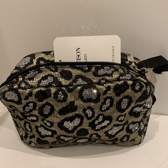 Louison Paris Depose Sequin Leopard Sparkle  Silver Black Metallic Bag Clutch 🤍 - Picture 1 of 16